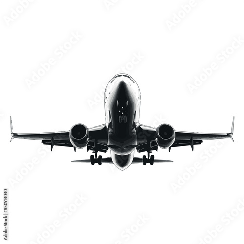 Black Silhouette Vector  airplane on the ground