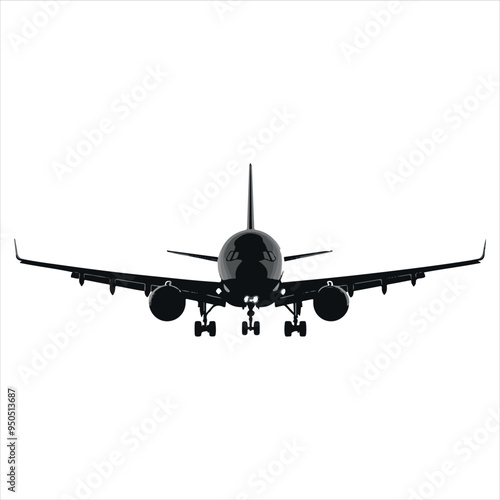 Black Silhouette Vector  airplane on the ground