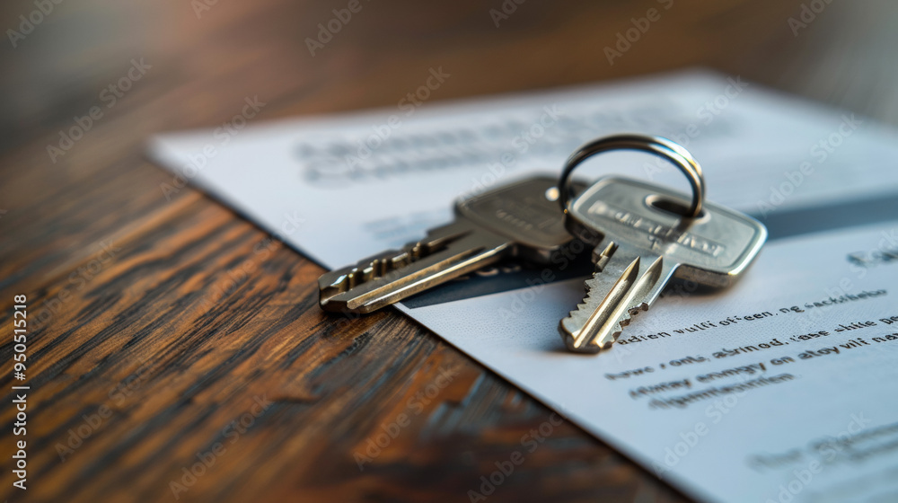 The apartment contract is on the table, the keys to the apartment are next to it The apartment contract is on the table, the keys to the apartment are next to it