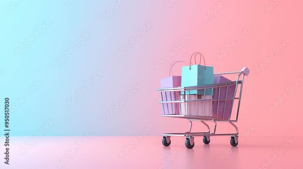 shopping cart with bags shopping cart with bags
