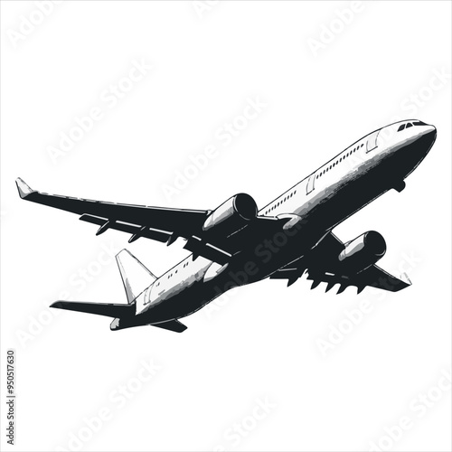 Black Silhouette Vector  airplane on the ground