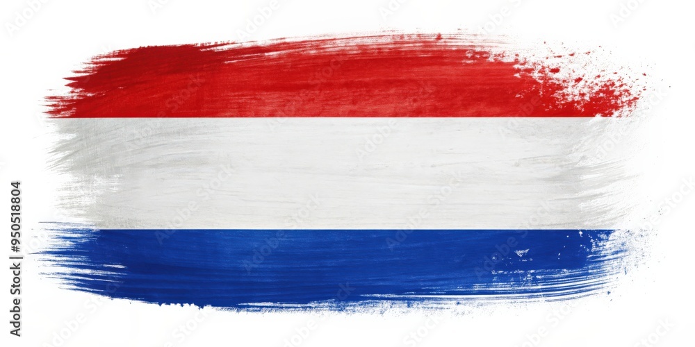 Obraz premium Holland flag painted in brush strokes , Netherlands, Dutch, patriotic, Holland, flag, red, white, blue, national