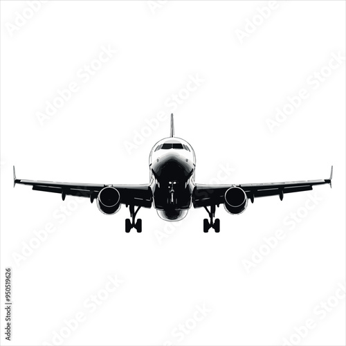 Black Silhouette Vector  airplane on the ground