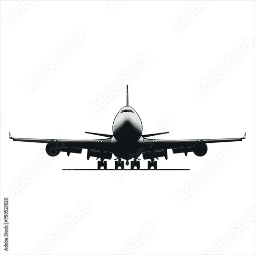 Black Silhouette Vector  airplane on the ground