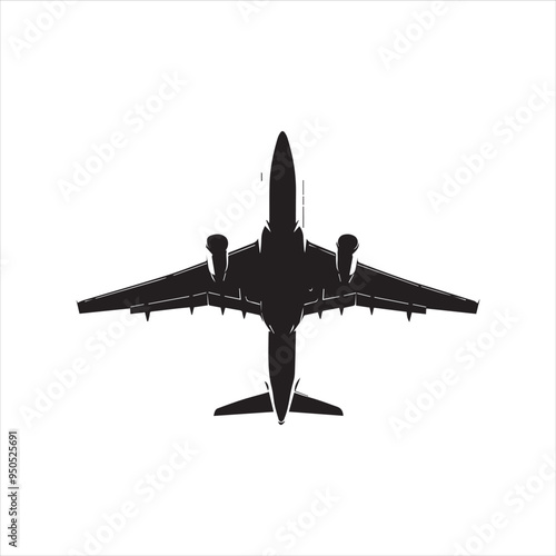 Black Silhouette Vector  airplane on the ground