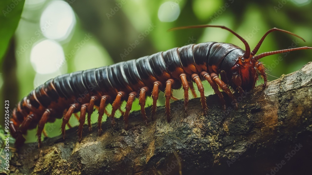 Close-up of a Millipede on a Branch Close-up of a Millipede on a Branch