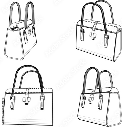 Vector sketch illustration of fashion bag design for socialite women