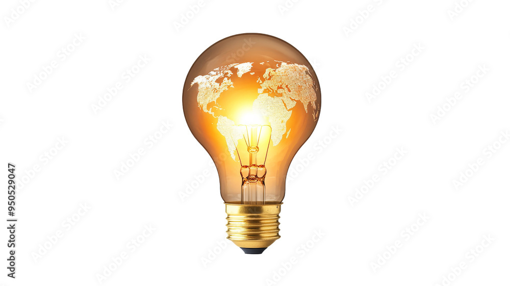 Light Bulb with World Map Inside. Light Bulb with World Map Inside.