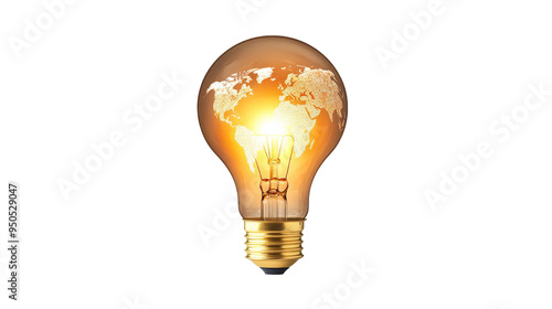 Light Bulb with World Map Inside.