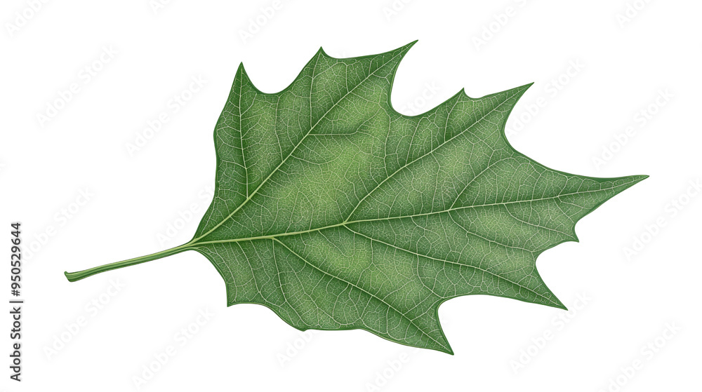 Fototapeta premium Green Leaf with Veins Isolated