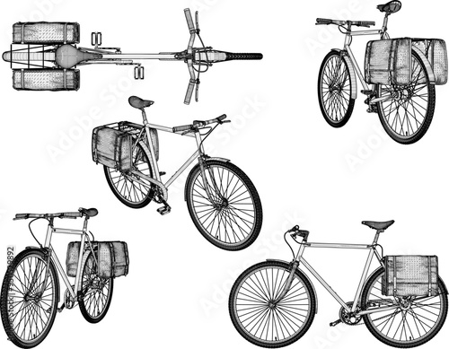 Sketch illustration silhouette vector image design of an old classic vintage ethnic bicycle from the era of struggle for collection