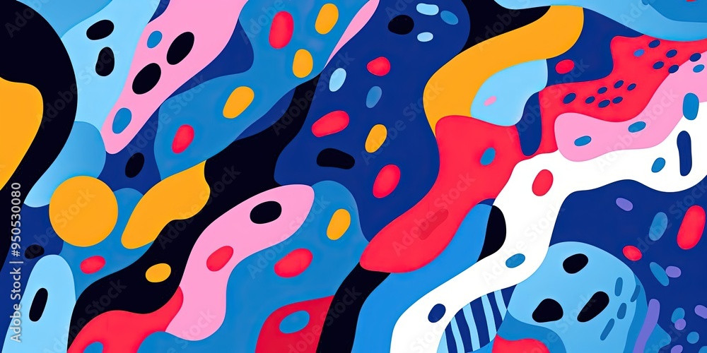 an abstract pattern of colourful shapes on a blue background an abstract pattern of colourful shapes on a blue background
