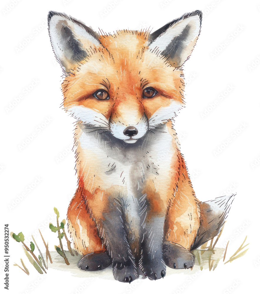 Fototapeta premium PNG Adorable watercolor fox illustration
