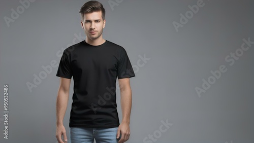 man in a plain black t-shirt, exemplifying the versatility and simplicity of everyday casual fashion