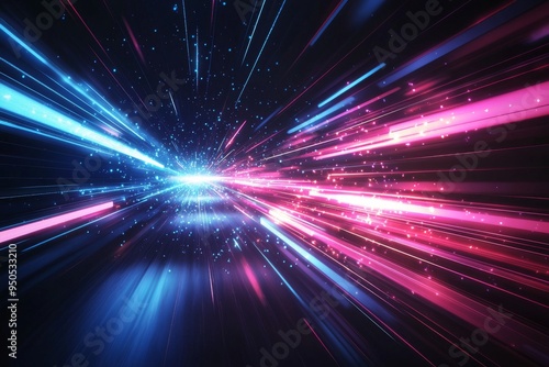 Abstract motion speed glowing effect background created with Generative AI