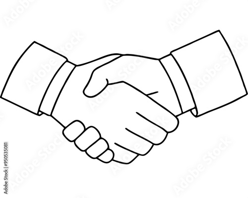 Handshake silhouette vector icon liner illustration, shaking hand logo design graphics on white background