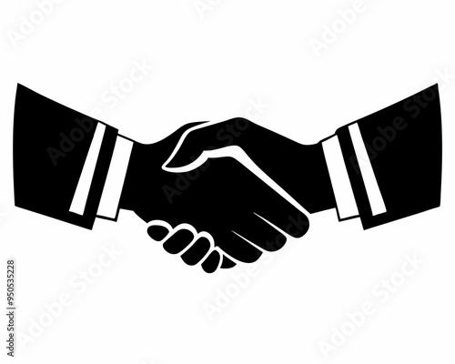 Handshake silhouette vector icon liner illustration, shaking hand logo design graphics on white background