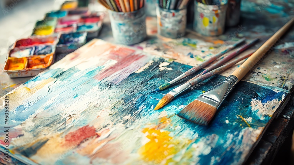Obraz premium paints and brushes