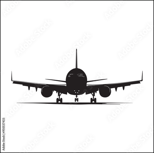 Black Silhouette Vector  airplane on the ground