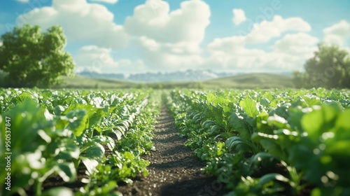Beautiful vegetable agriculture in various moments, showcasing vibrant crops in a realistic field background, capturing the essence of farming