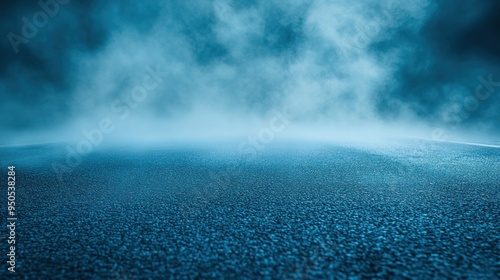 Blue Foggy Night Road