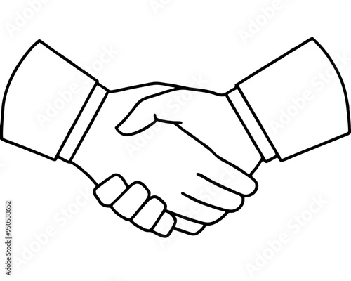 Handshake silhouette vector icon liner illustration, shaking hand logo design graphics on white background