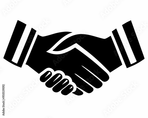 Handshake silhouette vector icon liner illustration, shaking hand logo design graphics on white background