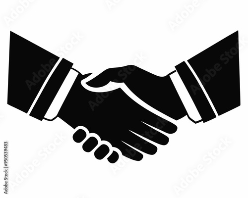 Handshake silhouette vector icon liner illustration, shaking hand logo design graphics on white background