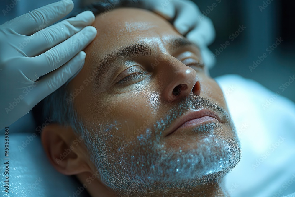ภาพประกอบสต็อก hightech rf lifting procedure on mature male patient ...