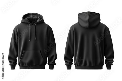 Mock up men's black hoodie, from two sides for your design