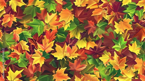 Autumn-Themed Game Style Maple Leaf Pattern. AI generated illustration