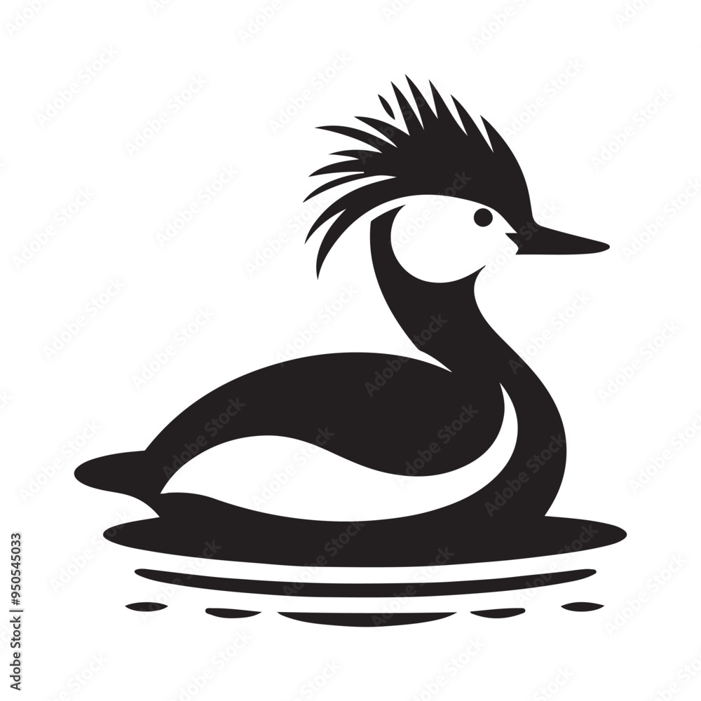 White Tufted Grebe Silhouette Vector Illustration - High-Quality Download White Tufted Grebe Silhouette Vector Illustration - High-Quality Download