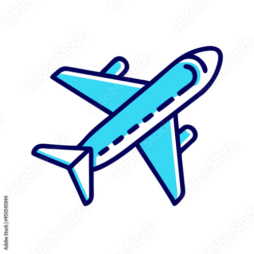 Airplane in Blue and White Colors for Aviation and Travel