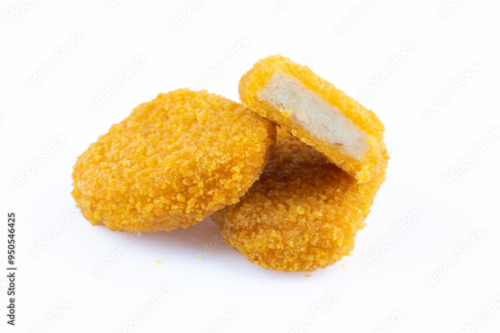 Chicken nuggets on white background Chicken nuggets on white background