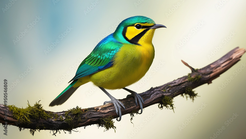 Cute Beeeater colorful bird sitting on the tree branch.generate ai.