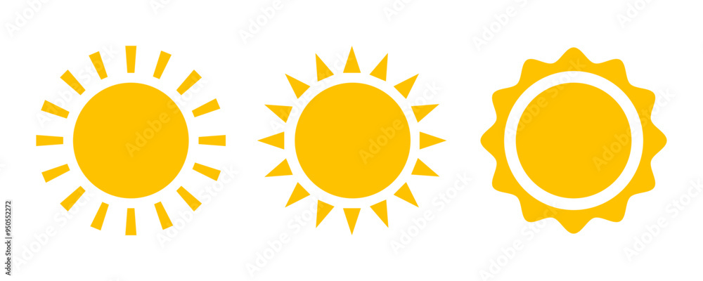 Collection of cartoon yellow sun shining in summer. Vector Illustration Collection of cartoon yellow sun shining in summer. Vector Illustration