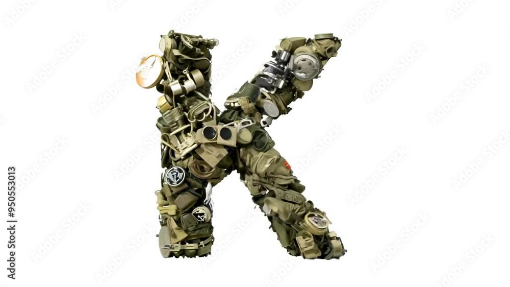 Military-themed Letter K Crafted From Equipment and Gear Generative AI Military-themed Letter K Crafted From Equipment and Gear Generative AI