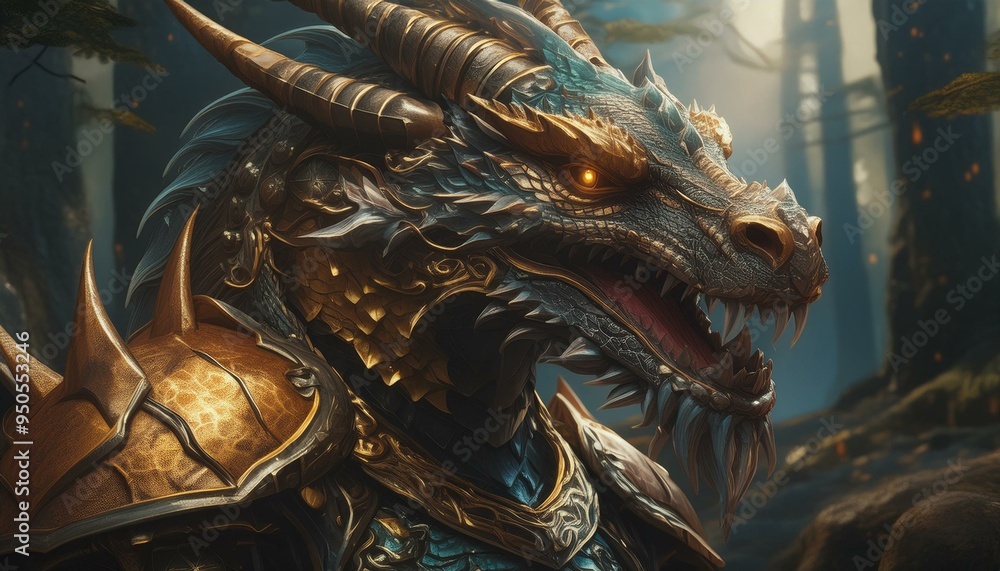 Obraz premium dragon head on black