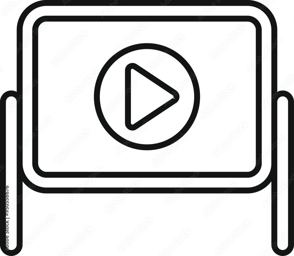 Minimalist vector illustration of a street billboard showing a play button icon, isolated on a white background Minimalist vector illustration of a street billboard showing a play button icon, isolated on a white background