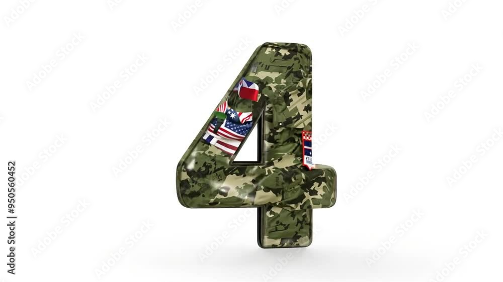 Military-themed With Number Four Adorned in Camouflage Design Generative AI Military-themed With Number Four Adorned in Camouflage Design Generative AI