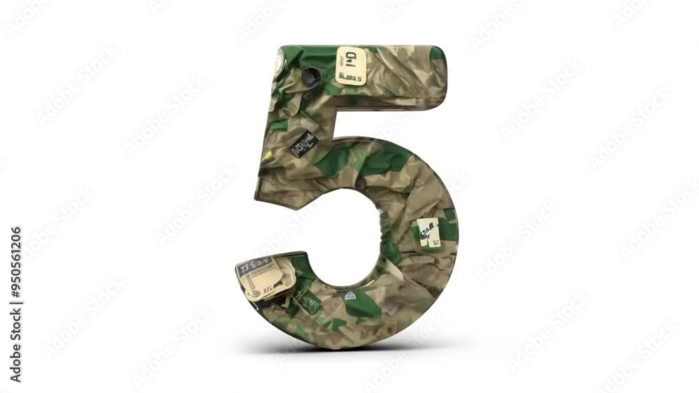 Military Themed Five in Camouflage Attire With Patches Generative AI Military Themed Five in Camouflage Attire With Patches Generative AI