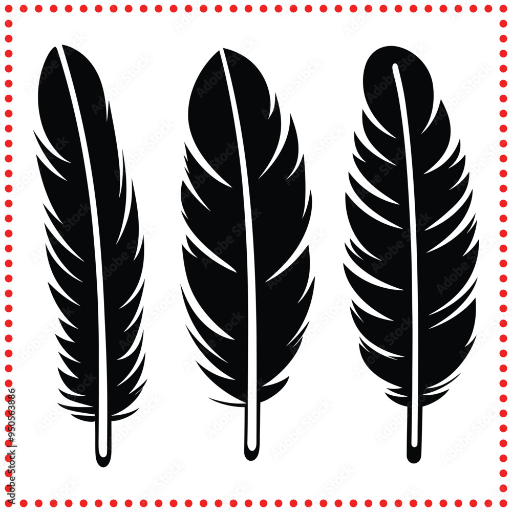 Stylized Feather Silhouette Vector for Rustic and Tribal Graphics Stylized Feather Silhouette Vector for Rustic and Tribal Graphics
