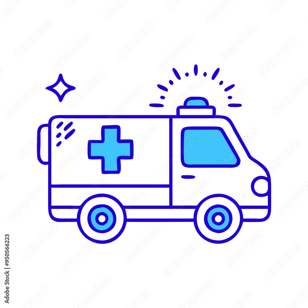 Ambulance Car in White and Blue for Emergency Medical Services Ambulance Car in White and Blue for Emergency Medical Services