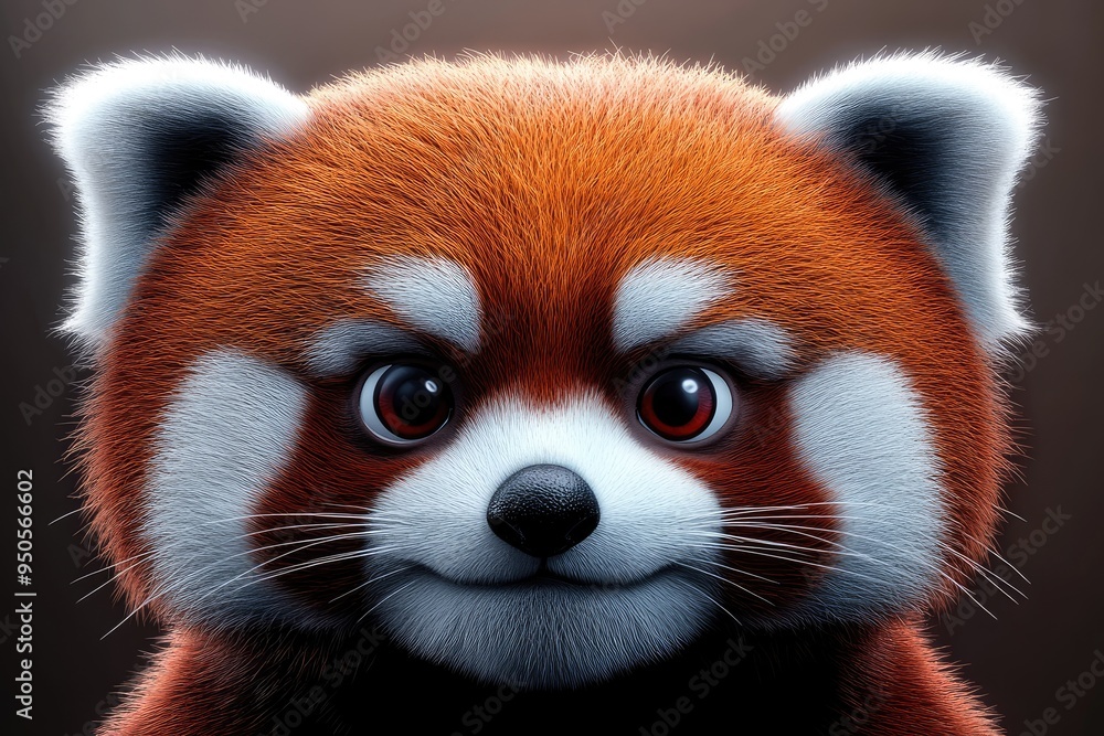 A charming and whimsical red panda portrait showcasing its vibrant fur and expressive eyes in a softly lit studio environment during the early evening hours A charming and whimsical red panda portrait showcasing its vibrant fur and expressive eyes in a softly lit studio environment during the early evening hours