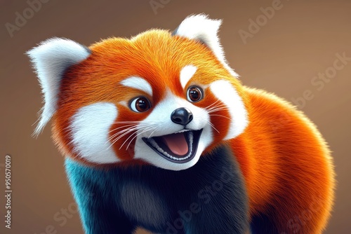 An adorable playful red panda showcasing its vibrant fur and lively expression in a whimsical setting, capturing the essence of joy and curiosity in nature