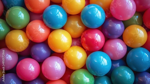 playful ball pit paradise vibrant sea of multicolored soft balls in various sizes creating a mesmerizing rainbow gradient perfect for a childrens play area or interactive art installation