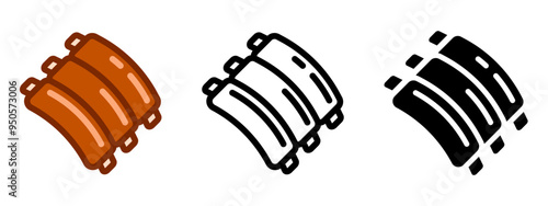 Pork ribs icon. BBQ symbol. Grilled lamb meat sign. Butcher illustration.