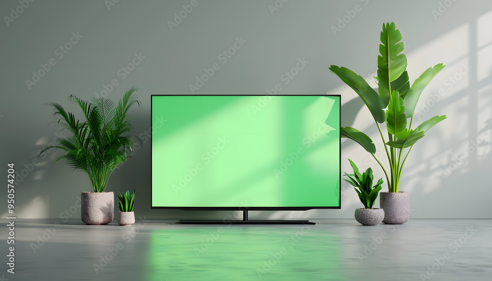 modern room in the house TV with a green screen. Back or rearview. Leisure concept. modern room in the house TV with a green screen. Back or rearview. Leisure concept.