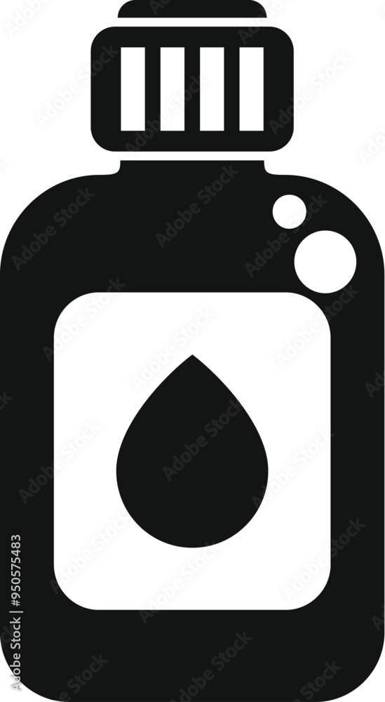 Simple black and white icon of a bottle containing cleaning products Simple black and white icon of a bottle containing cleaning products