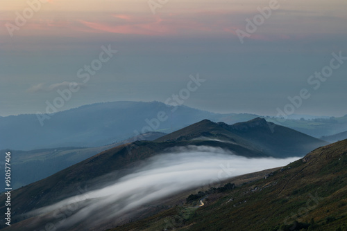 The sun as the protagonist of the sunset in the mountains of Asturias, Spain, on a summer day!